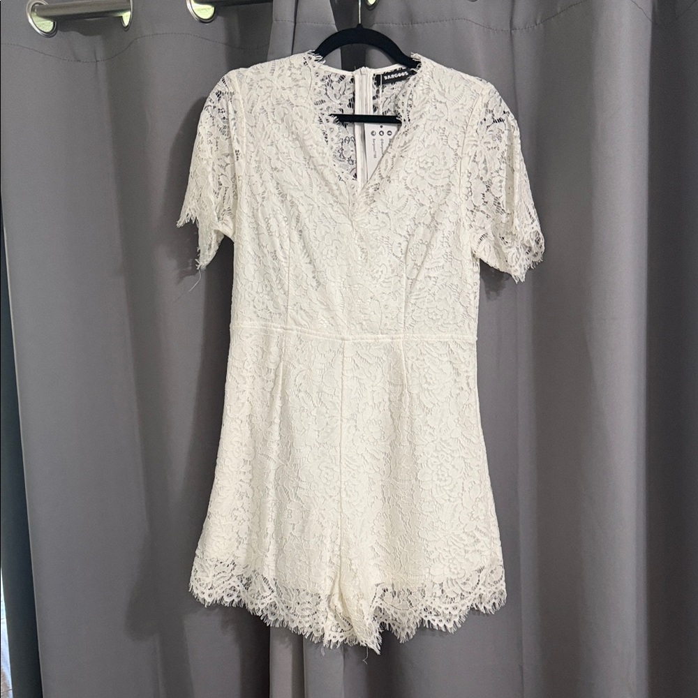 Cream Lace Short Sleeve Romper